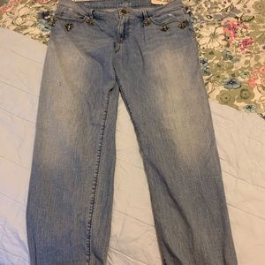 NWT Loft Relaxed Skinny Jeweled Jeans
